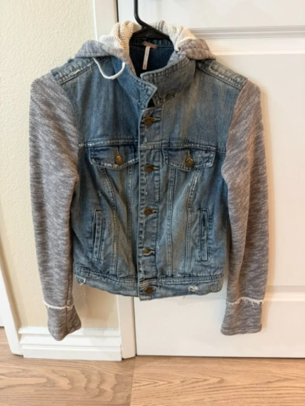 Free People Jean Jacket with Heather Gray Sleeves